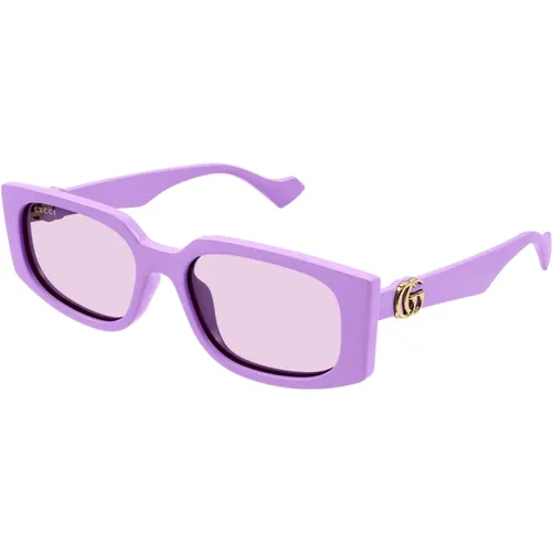 Lila Rechteckige Sonnenbrille Damenstil , Damen, Größe: 55 MM - Gucci - Modalova