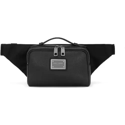 Logo-Tag Belt Bag with Side Pocket , male, Sizes: ONE SIZE - Dolce & Gabbana - Modalova