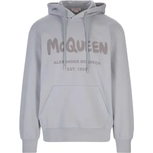 Grauer McQueen Graffiti Logo Hoodie , Herren, Größe: XL - alexander mcqueen - Modalova