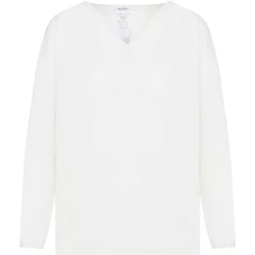 Weiße Kaschmir V-Ausschnitt Pullover , Damen, Größe: XS - Max Mara - Modalova
