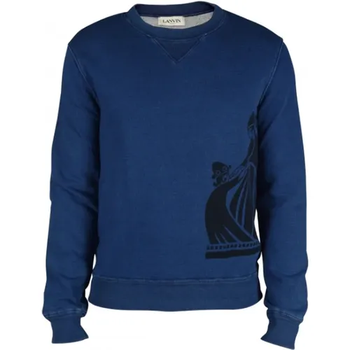 Navy Logo Sweatshirt , Herren, Größe: XS - Lanvin - Modalova