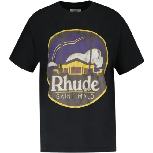 Saint Malo Schwarzes Baumwoll-T-Shirt , Herren, Größe: L - Rhude - Modalova