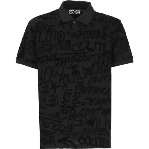 Cotton Polo Shirt with Graffiti Motif , male, Sizes: 2XL, S, 3XL, XS - Versace Jeans Couture - Modalova