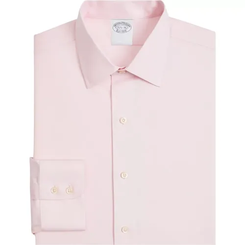 Pastellrosa Slim Fit Bügelfreies Twill-Hemd mit Ainsley-Kragen , Herren, Größe: L - Brooks Brothers - Modalova