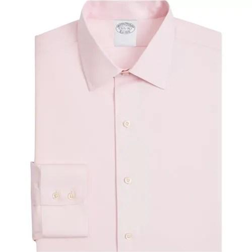 Pastellrosa Slim Fit Bügelfreies Twill-Hemd mit Ainsley-Kragen , Herren, Größe: XS - Brooks Brothers - Modalova