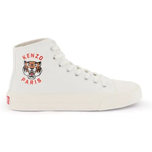 Canvas High-Top Sneakers mit Lucky Tiger Print , Damen, Größe: 39 EU - Kenzo - Modalova