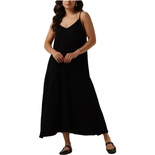 Elegantes Schwarzes Midi-Kleid , Damen, Größe: M - Object - Modalova