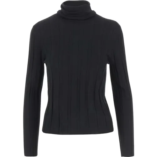 Wollpullover Hoher Kragen Schwarz , Damen, Größe: XS - allude - Modalova