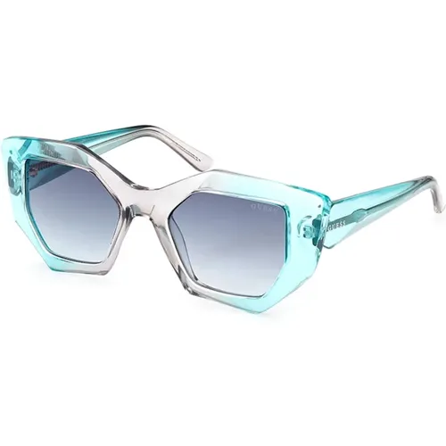 Türkis Blau Verlauf Sonnenbrille , Damen, Größe: 50 MM - Guess - Modalova