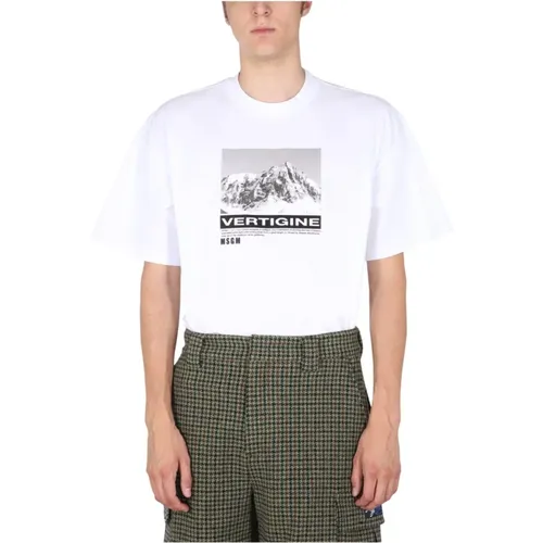 T-Shirt With Vertigo Print , male, Sizes: M - Msgm - Modalova