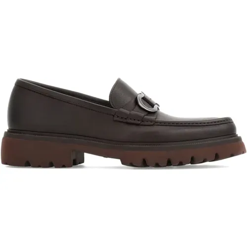 Leather Flat Shoes Gancini Buckle , male, Sizes: 5 UK - Salvatore Ferragamo - Modalova