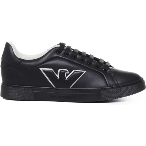 Leather Sneakers with Embossed Eagle Logo , male, Sizes: 6 UK, 10 UK, 7 UK - Emporio Armani - Modalova