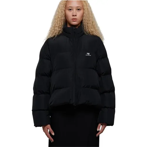 Cotton and Nylon Down Jacket with High Collar , female, Sizes: 2XS, XS - Balenciaga - Modalova