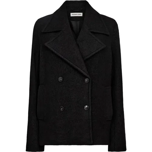 Schwarzer Woll Pea Coat , Damen, Größe: S - Designers Remix - Modalova