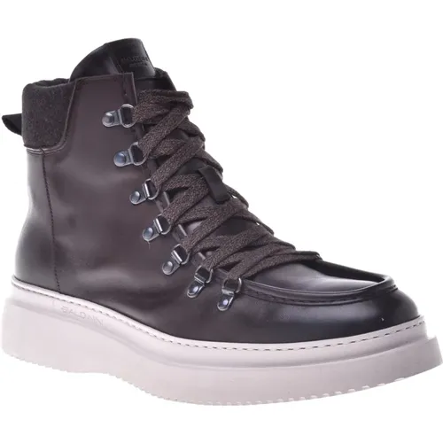 Dark calfLeather and fabric ankle boots , male, Sizes: 9 UK, 11 UK - Baldinini - Modalova