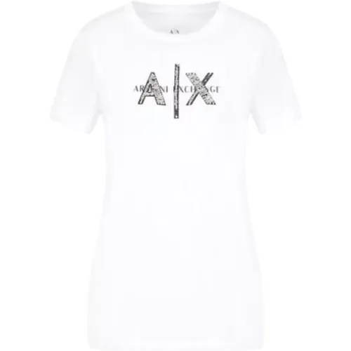 Crew Neck T-Shirt , Damen, Größe: S - Armani Exchange - Modalova