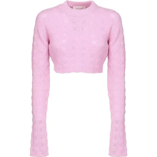 Rosa Baumwollpullover Runder Ausschnitt Crop-top - Max Mara - Modalova