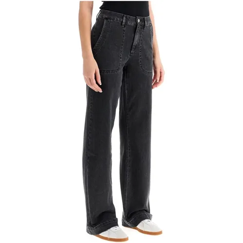 Schwarze Gewaschene Denim Straight Fit Jeans , Damen, Größe: W30 - A.P.C. - Modalova