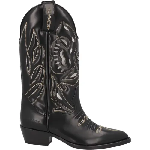 Schwarze Leder Cowboy Stiefel mit Details - Dsquared2 - Modalova