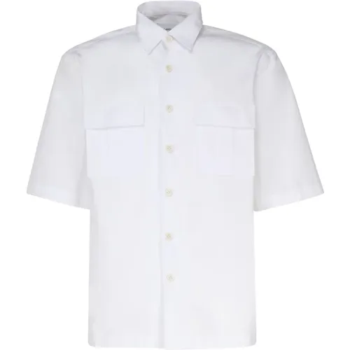 Weißes Sport Baumwollhemd Kurze Ärmel , Herren, Größe: L - Lardini - Modalova