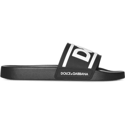 Schwarze Logo-Print Sandalen , Herren, Größe: 40 EU - Dolce & Gabbana - Modalova