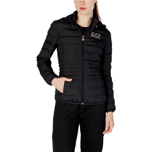 Schwarzer Hoodie-Blazer mit Reißverschlusstaschen , Damen, Größe: XS - Emporio Armani EA7 - Modalova