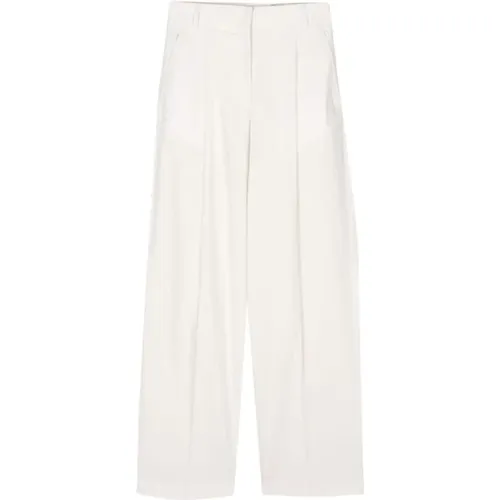 Cotton Trousers Pleat Detailing , female, Sizes: L - Officine Générale - Modalova