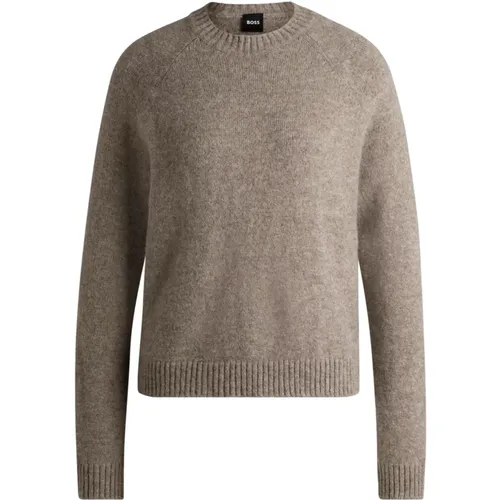 Elegant Crew Neck Sweater Light Grey , female, Sizes: S, L, M - Hugo Boss - Modalova