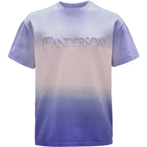 Gradient Embroidered Lavender T-Shirt , male, Sizes: M, L, S - JW Anderson - Modalova