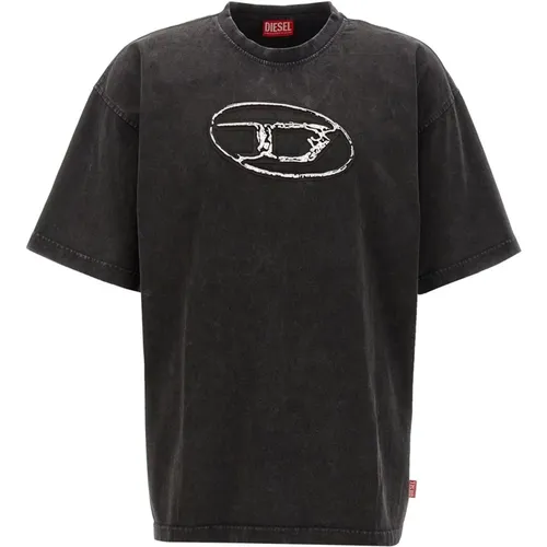 Cotton T-shirt with Oval D Logo , male, Sizes: M, S, L, XL - Diesel - Modalova