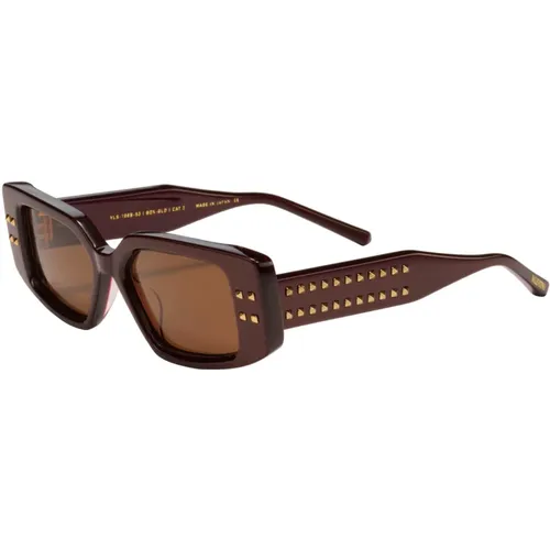 Cinque Sunglasses in Bordeaux Yellow Gold/Dark , unisex, Sizes: 53 MM - Valentino - Modalova