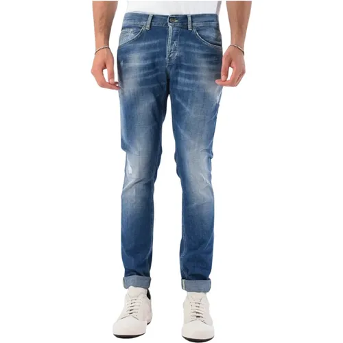 Skinny Jeans mit Metall-Logo , Herren, Größe: W34 - Dondup - Modalova