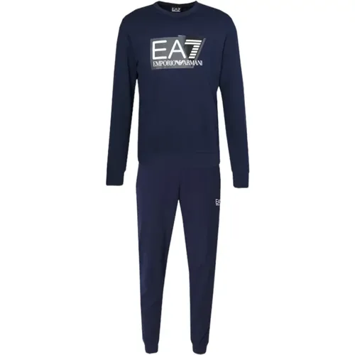 Blauer Kompletter Tracksuit mit Logo , Herren, Größe: S - Emporio Armani EA7 - Modalova