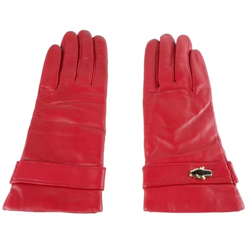 Rote Lammlederhandschuhe , Damen, Größe: 7 IN - Cavalli Class - Modalova
