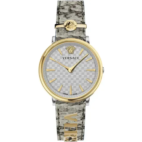 Beige Leather Ladies Quartz Watch , female, Sizes: ONE SIZE - Versace - Modalova