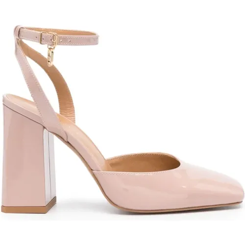 Blush Pink Leather Block Heel Sandals , female, Sizes: 3 UK, 5 UK, 7 UK - Twinset - Modalova