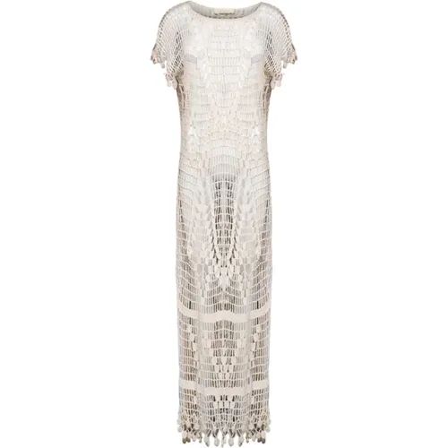 Crochet Knit Long Dress Ivory , female, Sizes: S - Mes Demoiselles - Modalova