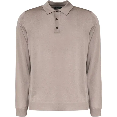 Knitted Wool Polo Long Sleeve , male, Sizes: XL - Zanone - Modalova