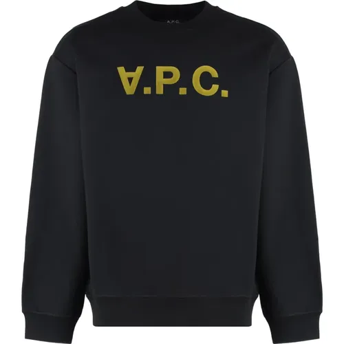 Velvet Effect Oversize Sweatshirt with Ribbed Edges , male, Sizes: L, 2XL, XL, M - A.p.c. - Modalova