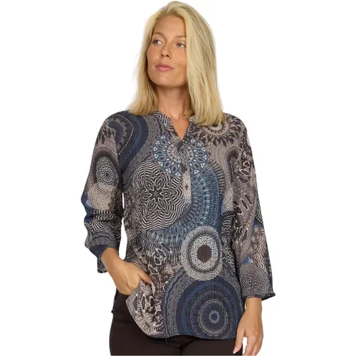 Blaue Bluse mit V-Ausschnitt Amoa.Au24 Stil , Damen, Größe: L - 2-Biz - Modalova