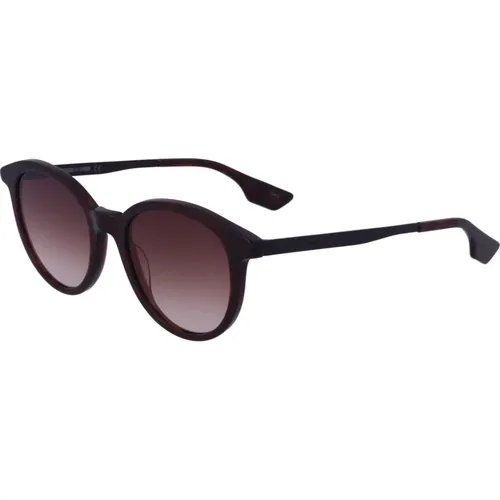 Stylische Sonnenbrille in Havanna/Schwarz mit brauner Verlaufslinse,Montura havana rosa/schwarz mit rosa Spiegel,Grüne Spiegel Sonnenbrille Mq0069S-0 - alexander mcqueen - Modalova