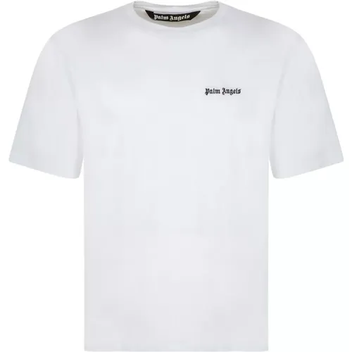 Weißes T-Shirt mit gesticktem Logo - Palm Angels - Modalova