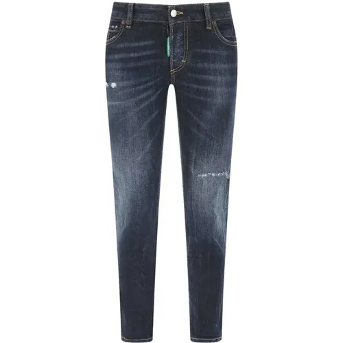 Slim-Fit Dunkelblaue Jeans für moderne Frauen - Dsquared2 - Modalova
