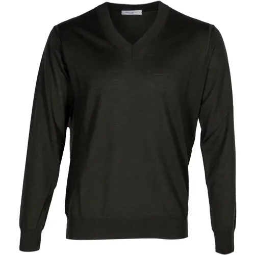 Men's Wool V-Neck Sweater Made in Italy , male, Sizes: 2XL, XL, M - Paolo Pecora - Modalova