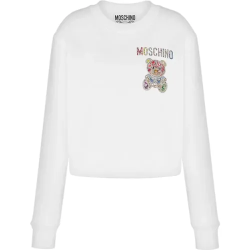Weiße Sweater aus Bio-Baumwolle für Frauen , Damen, Größe: M - Moschino - Modalova