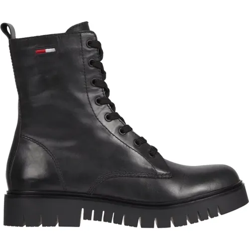 Leather Lace-Up Ankle Boots , female, Sizes: 3 UK, 6 UK, 4 UK, 5 UK - Tommy Jeans - Modalova