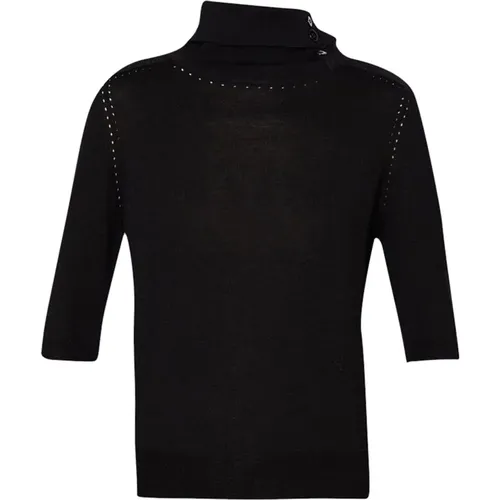 Schwarzer Pullover mit halben Ärmeln und Rollkragen , Damen, Größe: XS - Liu Jo - Modalova