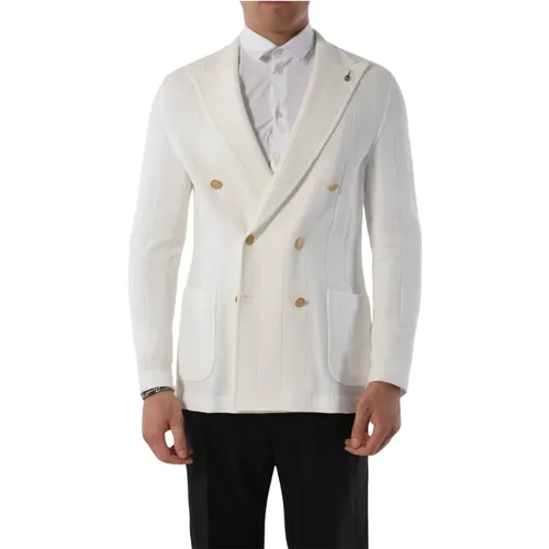 Double-breasted fabric jacket , male, Sizes: 2XL, M, L - Paoloni - Modalova