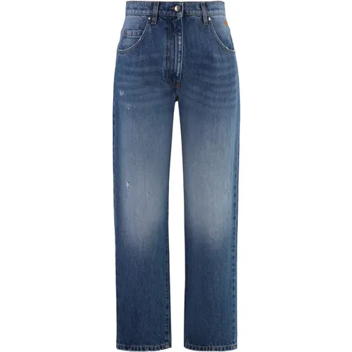 Stylische Cropped Jeans mit Metall-Details - MSGM - Modalova