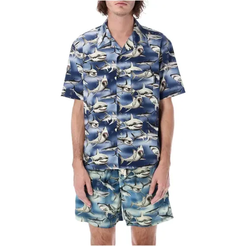 Short Sleeve Shirt with Shark Motif , male, Sizes: M - Palm Angels - Modalova